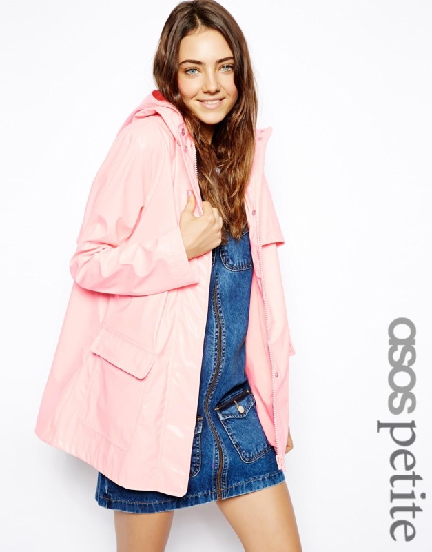 asos petite high shine rain mac