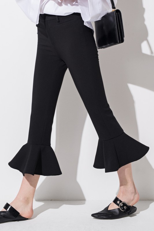 black flare crop pants frontrow