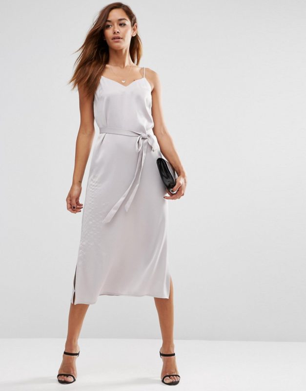 asos vestito midi a sottoveste con cintura