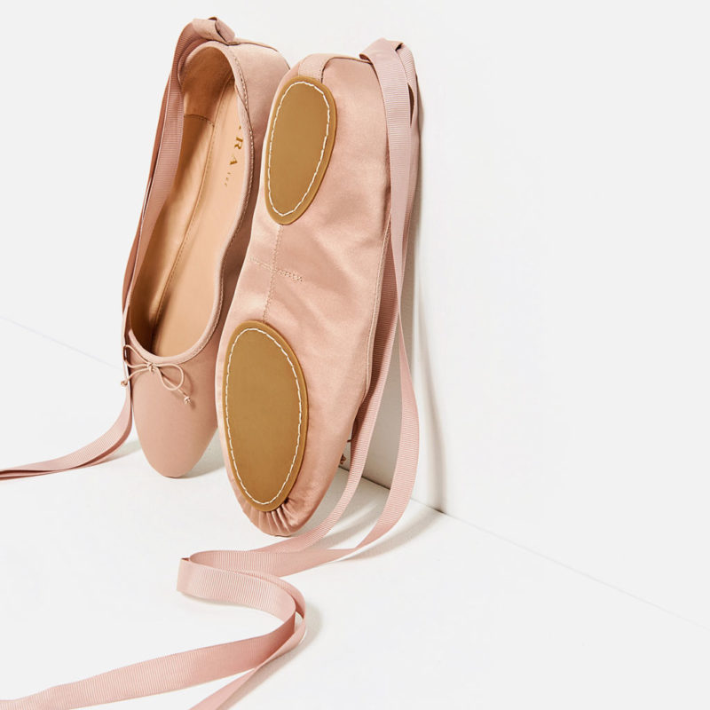 zara sateen ballet flats fw16